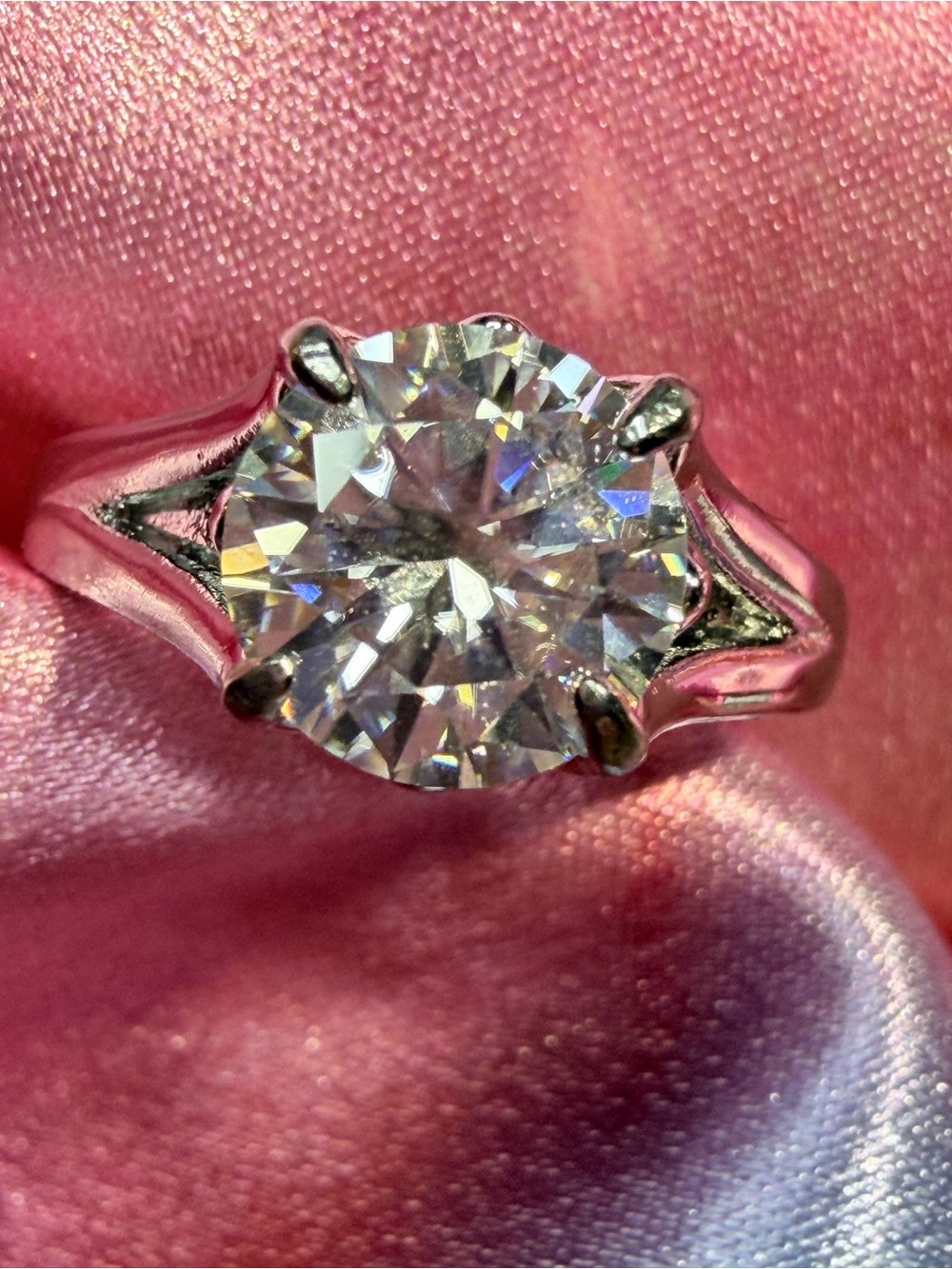 New Stunning 4 Carat Moissanite Ring with Intricate and unique band Engagement